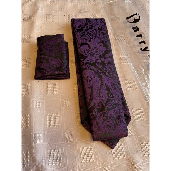 Barry Wang Four pc Matching Necktie / Pocket Square / 2 Cufflinks, Brand New - Picture 6 of 14